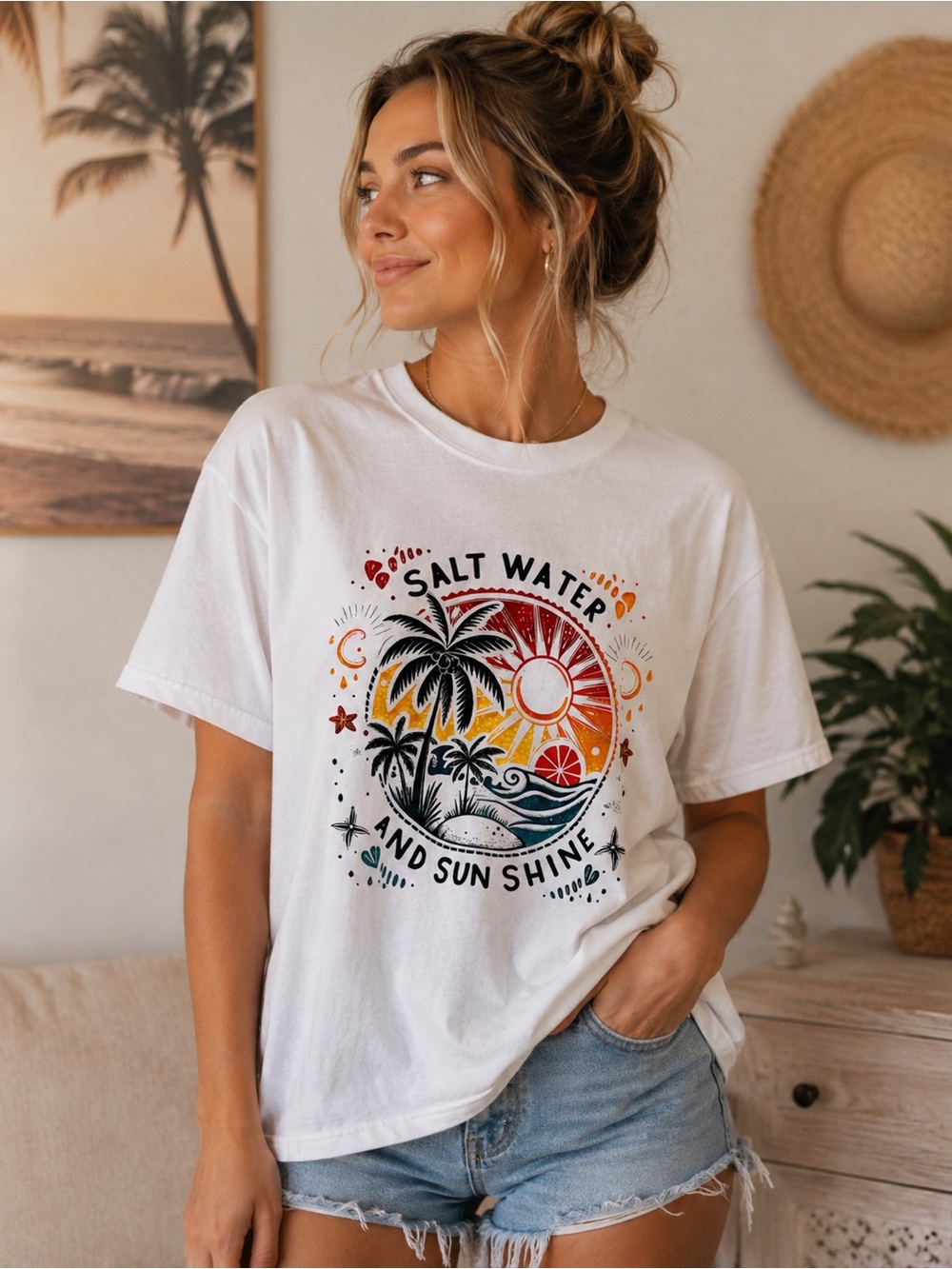 White "Salt Water and Sunshine" Graphic Tee NEW s m l
